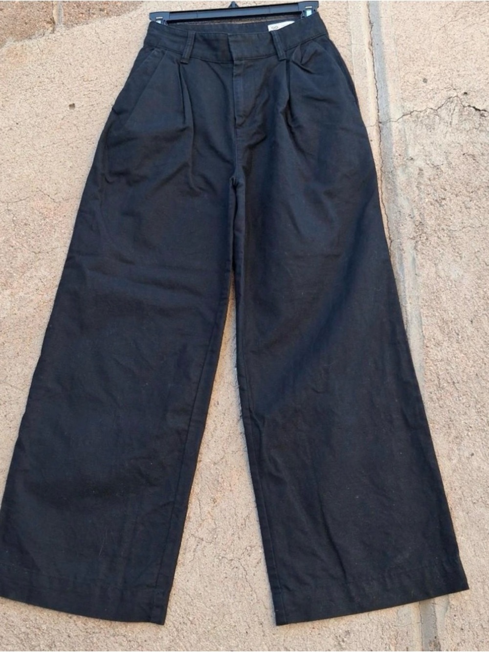 GAP Black Wide-Leg Pleated Chinos